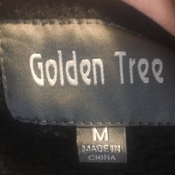 GOLDEN TREE FULL ZIP SHIRT JACKET WITH DRAWSTRING HOOD SIZE M/M 2 POCKET FRONT - Picture 2 of 3